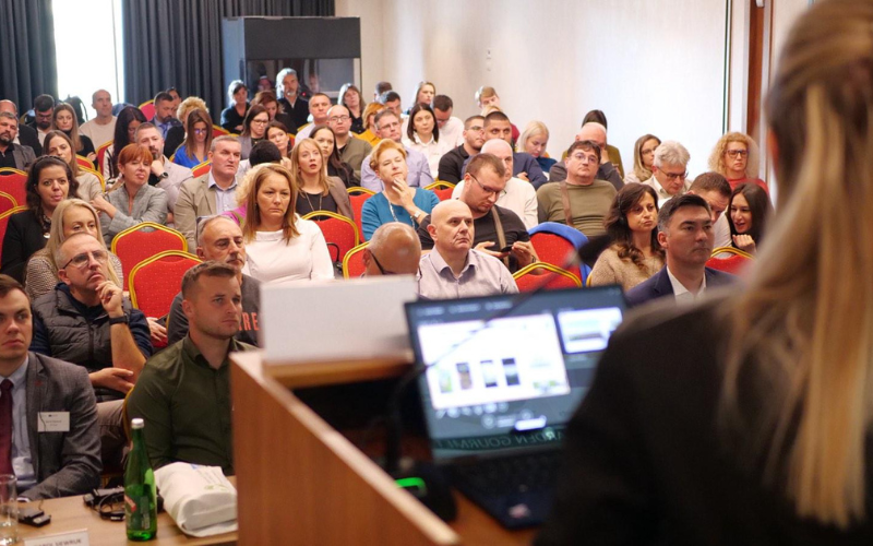 Audience at the Donau Soja Regional Conference on Regenerative Agriculture in Novi Sad, discussing EU regulations and sustainable practices